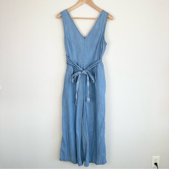 J. Crew Woman's Chambray Wide Leg Wrap Jumpsuit Size 8 - Picture 7 of 11